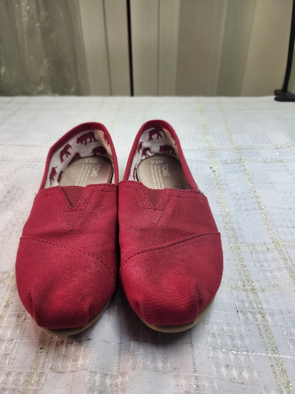 Toms Red Canvas Slip-On Flats